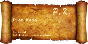 Puer Kada névjegykártya